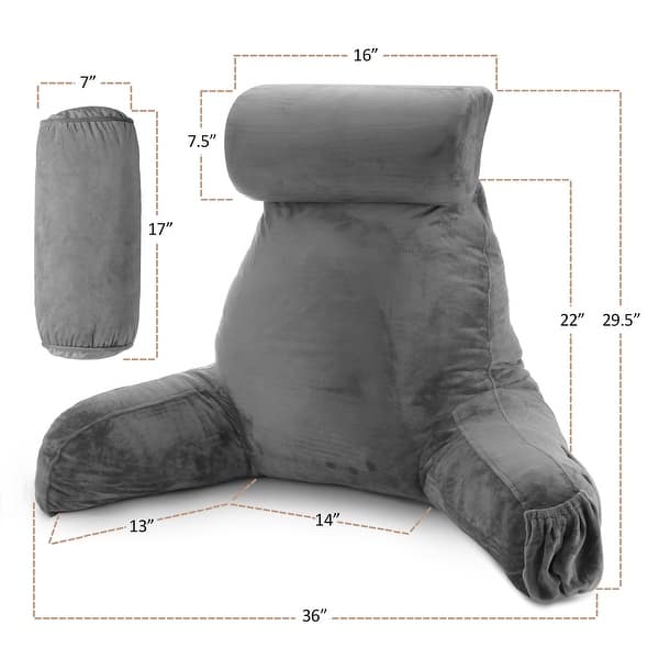 dimension image slide 18 of 62, Nestl Memory Foam Reading Pillow with Backrest, Arms and Pockets