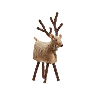 Tweedie Standing Burlap Brown Reindeer Tabletop Decor Decoration Small 5.51L x 1.45W x 7.85H in.