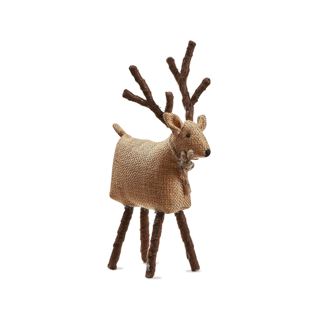 Tweedie Standing Burlap Brown Reindeer Tabletop Decor Decoration Small 5.51L x 1.45W x 7.85H in.