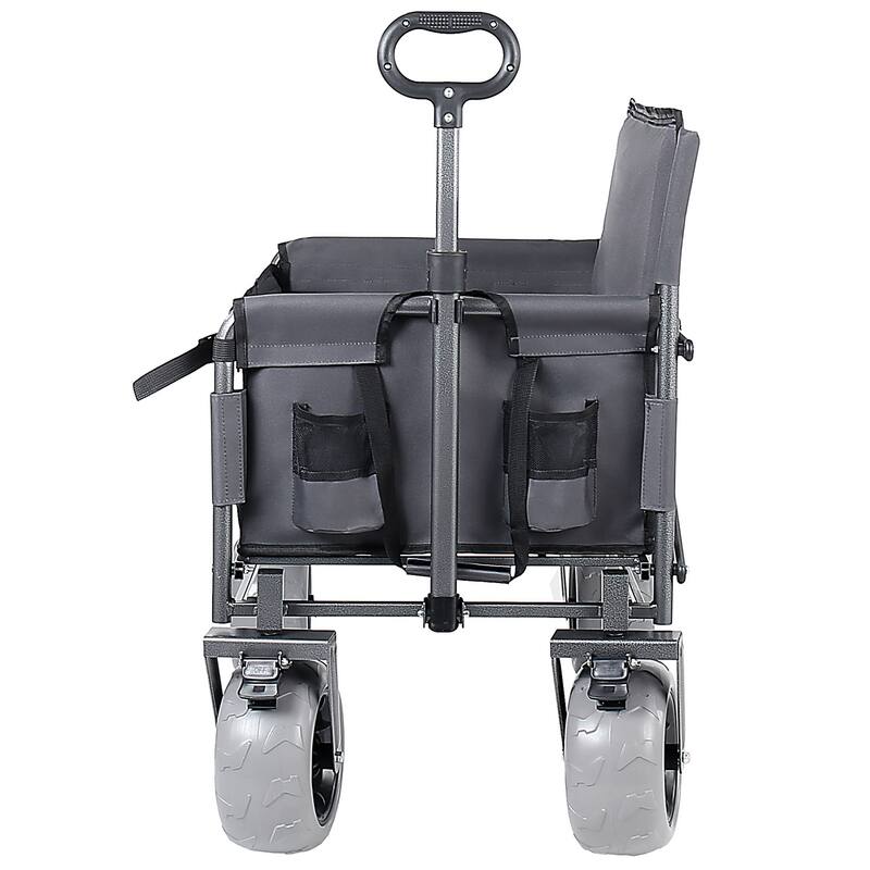 3-in-1 Collapsible Wagon, Convertible Folding Wagon Cart with Rear-Mounted Folding Tabletop, 500lbs Heavy-Duty, 180L Capacity