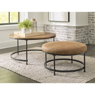 Signature Design by Ashley Drezmoore Light Brown/Black Nesting Cocktail Tables (Set of 2)