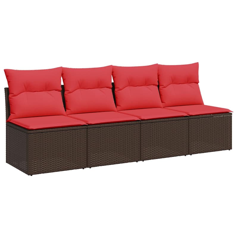 vidaXL Patio Sofa with Cushions Outdoor Seating Poly Rattan Black/Gray/Brown