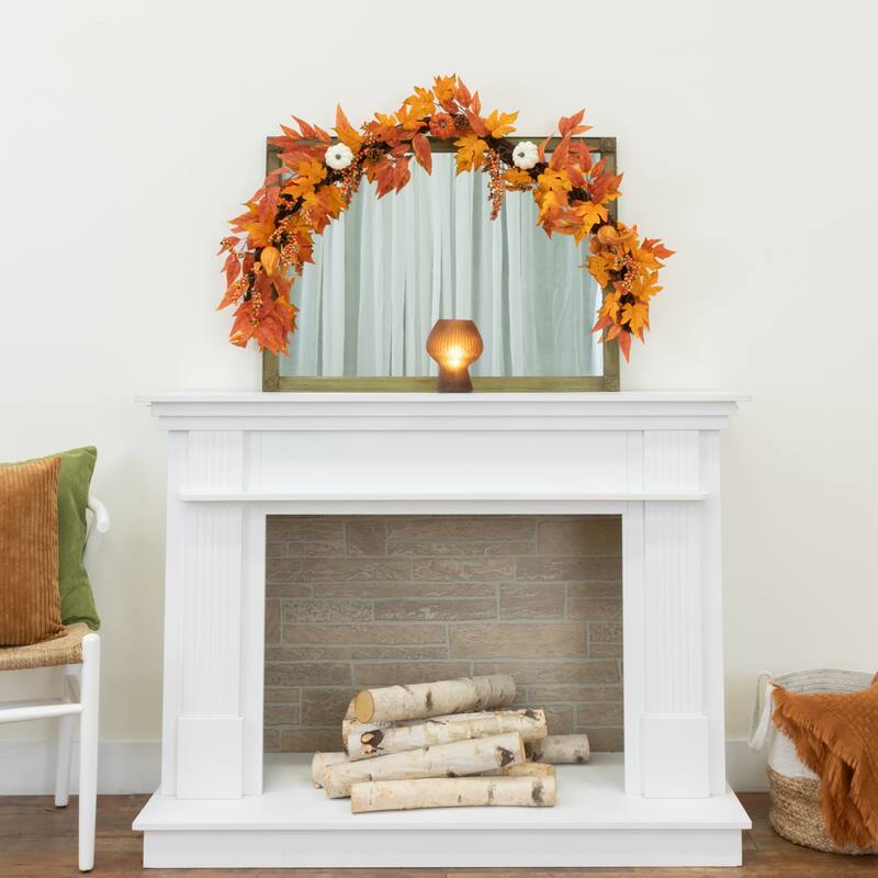 6' Assorted Autumn Maple Leaves, Berries and Pinecone Fall Garland - 72