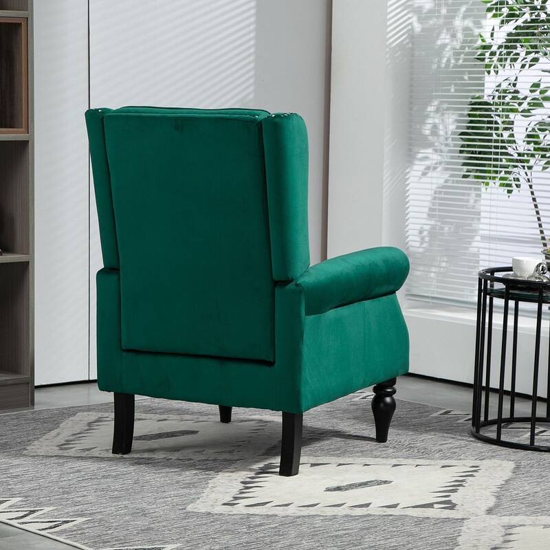 Transitional Wingback Accent Chair Armchair with Sturdy Wood Legs
