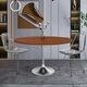 preview thumbnail 5 of 29, Verve 48" Modern Round Solid Wood Top Dining Table with Brushed Chrome Steel Pedestal Base for Kitchen & Dining Room