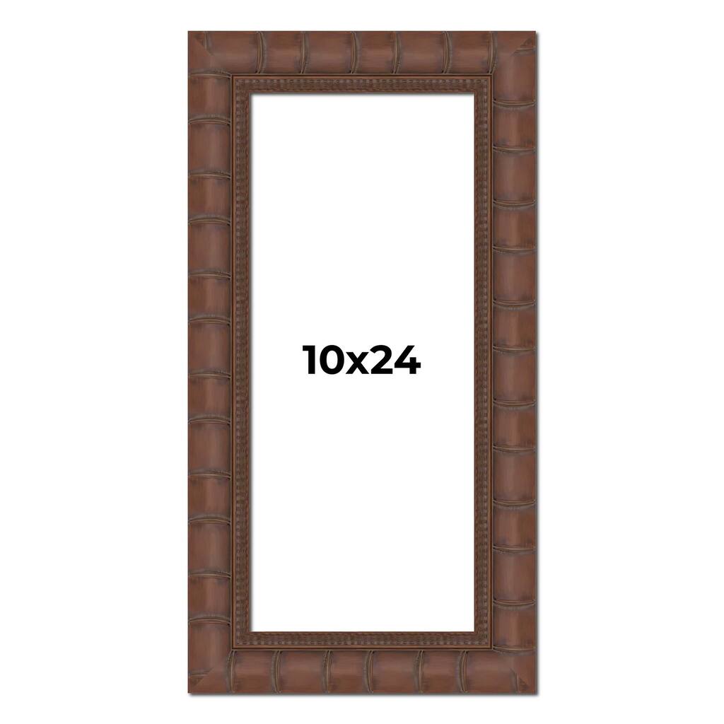 10x24 Brown Wide Bamboo Picture Frame - UV Acrylic, Foam Board Backing, Hanging Hardware