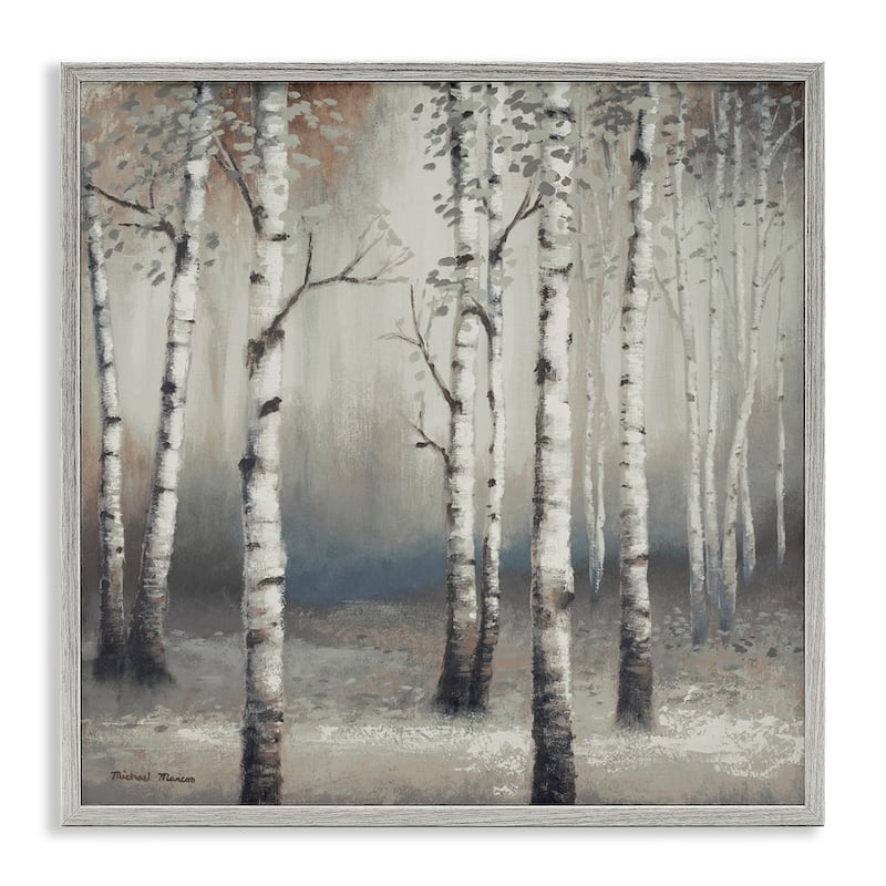 Stupell Birch Trees Misty Haze Grey Forest Scene Framed Wall Art - 17 x 17 - Grey