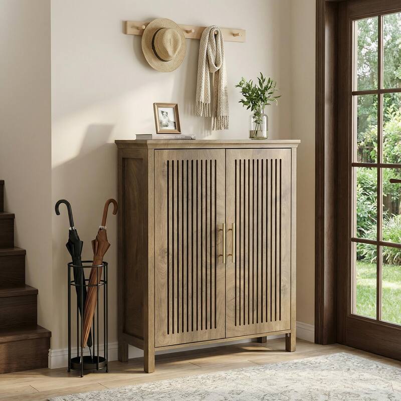 24 Pair Shoe Storage Cabinet With Door And Adjustable Shelves - 5-TIER