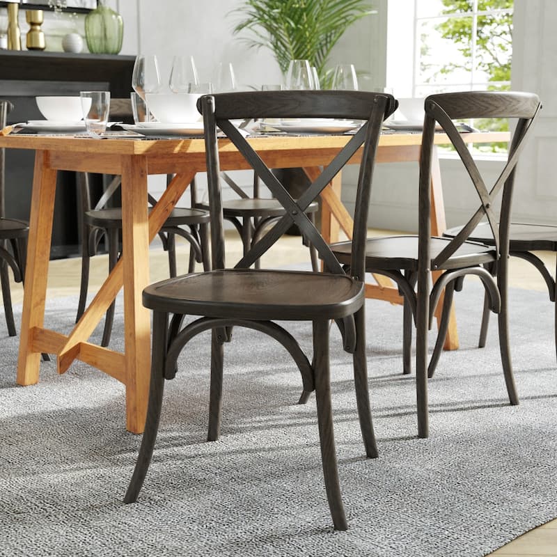 2 Pack Stackable Wood Cross Back Chair - Early American