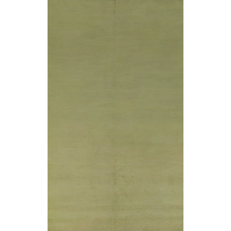 Hand Knotted Oriental 100% Wool Carpet Modern Solid Green Gabbeh Area Rug - 9' 8'' X 5' 3''
