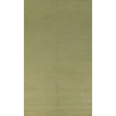 Hand Knotted Oriental 100% Wool Carpet Modern Solid Green Gabbeh Area Rug - 9' 8'' X 5' 3''