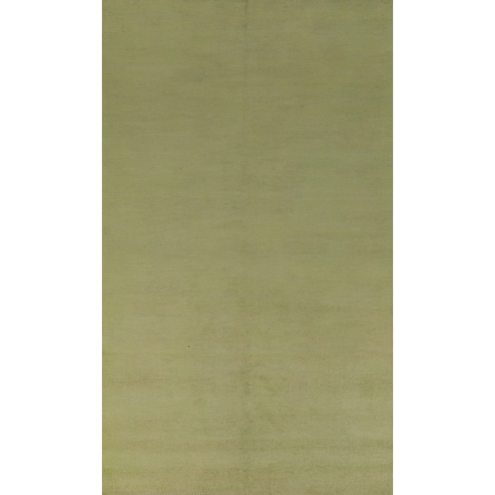 Hand Knotted Oriental 100% Wool Carpet Modern Solid Green Gabbeh Area Rug - 9' 8'' X 5' 3''