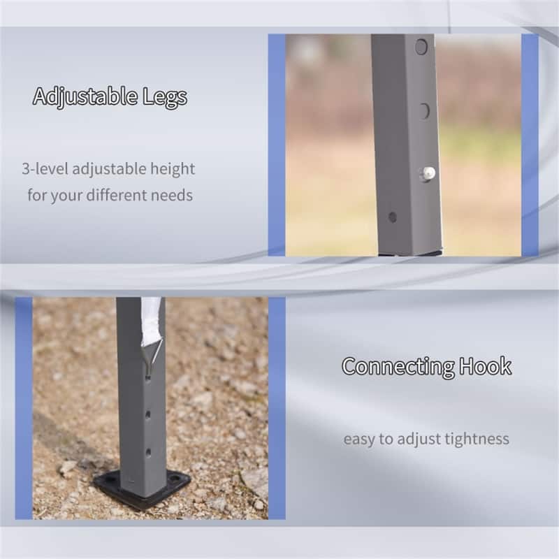 19.2' x 9.7' Large Outdoor Gazebo Pop-Up Canopy Shade with Adjustable Steel Frame and UV Protection - 19.2' L x 9.7' W