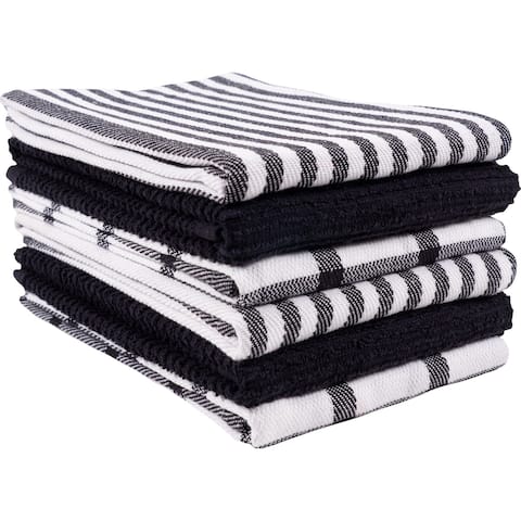 Mixed Flat and Terry Kitchen Towels, Set of 6