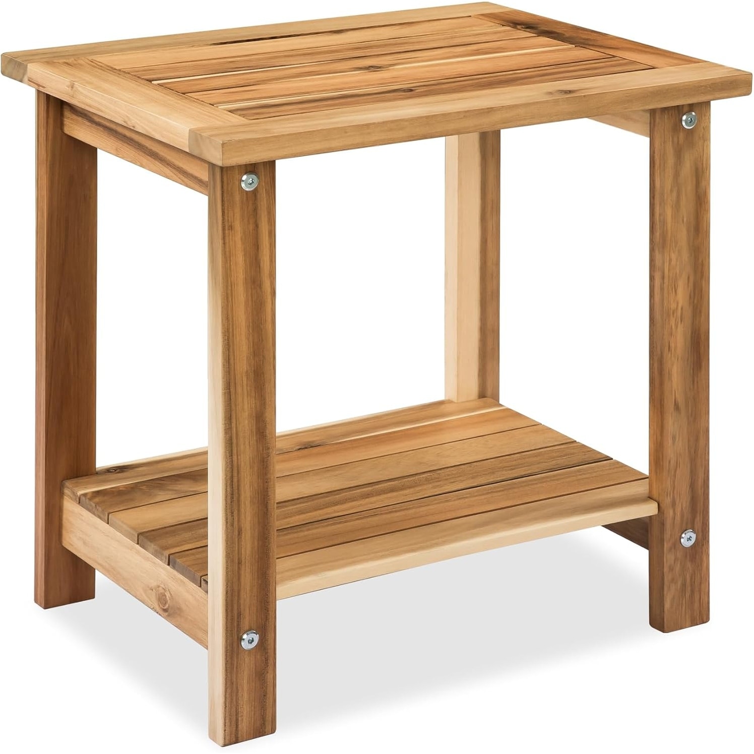 Double Adirondack Side Table, Weather-Resistant Rectangular End Table for Patio, Garden, Lawn, and Living Room
