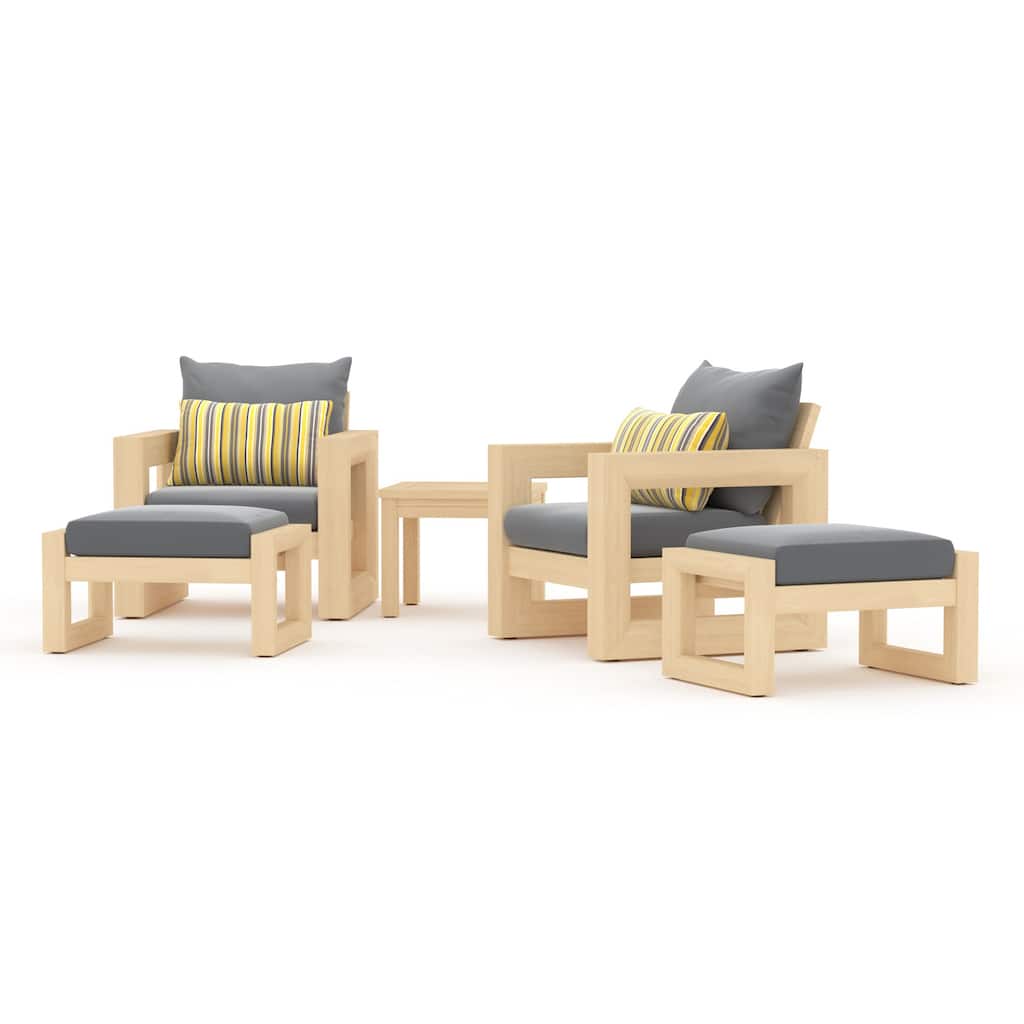 Benson 5 Piece Sunbrella Outdoor Patio Club Chair And Ottoman Set