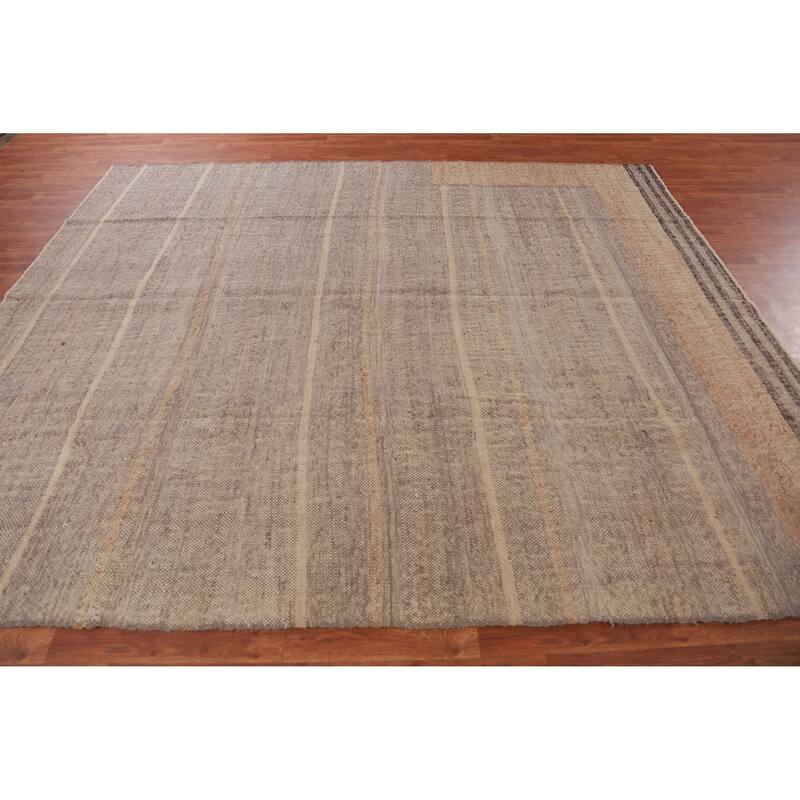 Hand Woven Oriental 100% Jute Carpet Southwestern Modern Brown Kilim Area Rug - 9' 11'' X 8' 4''
