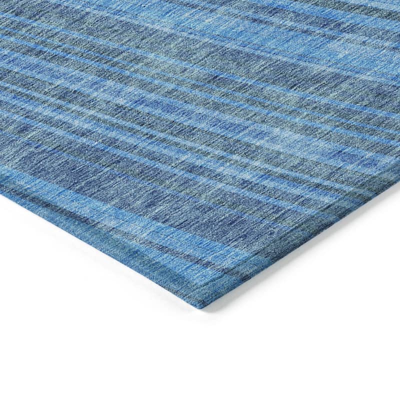 Machine Washable Indoor/ Outdoor Stripe Wave Chantille Rug