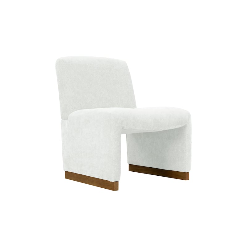 Armless Chair With Wood Legs And Soft Fabric - White