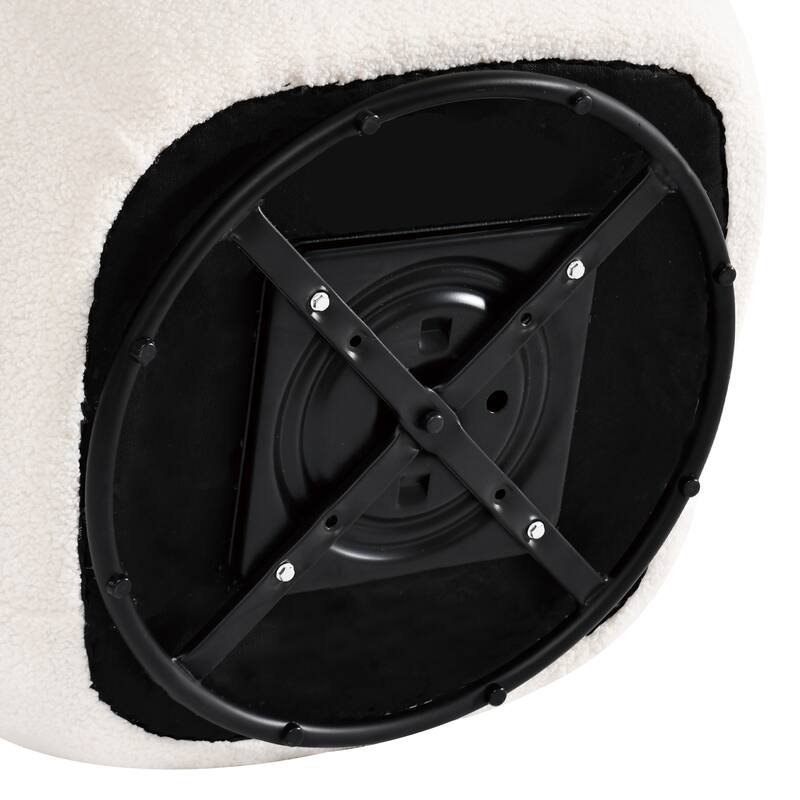 Modern 27" W Swivel White Boucle Upholstered Accent Chair