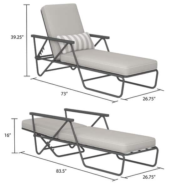 dimension image slide 3 of 4, The Novogratz Poolside Collection Connie Outdoor Chaise Lounge