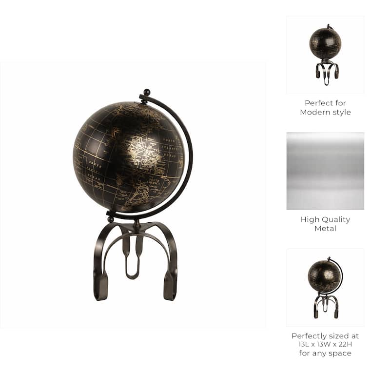 Modern Globe Sculpture with Unique Metal Stand for Home Decor