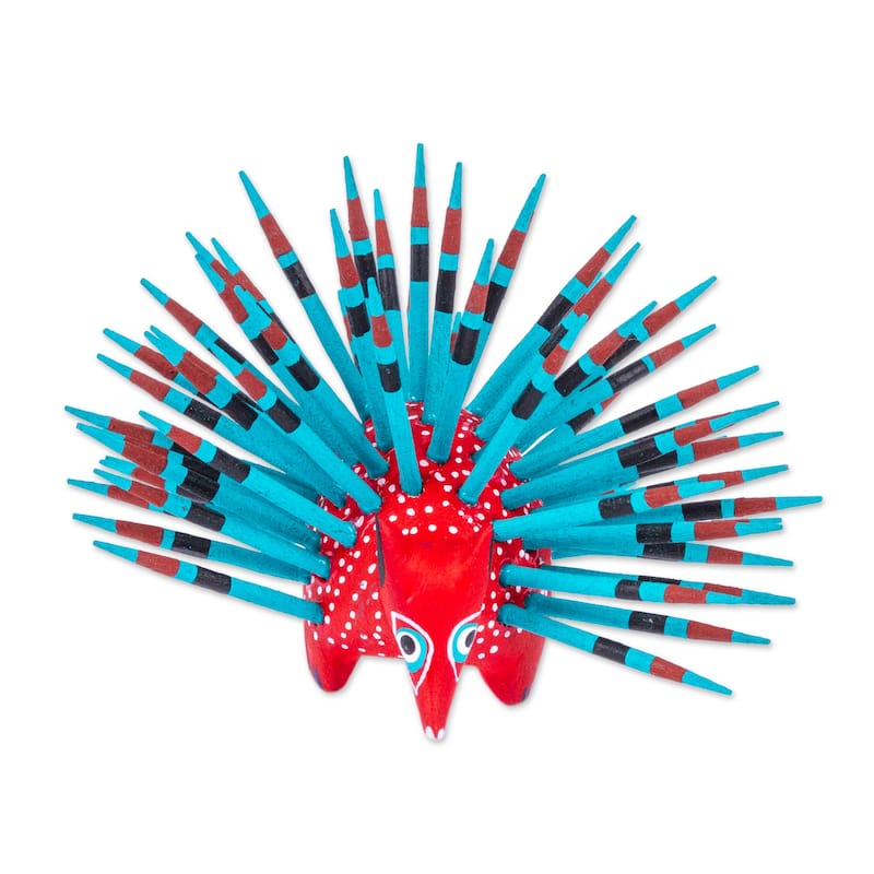 Novica Handmade Cute Porcupine In Strawberry Wood Alebrije Figurine