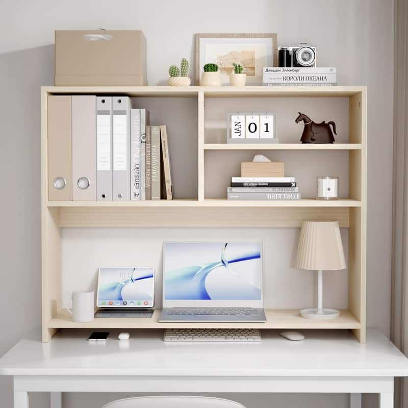 Desktop Shelf Bookshelf Storage for College Dorm Office Home, White