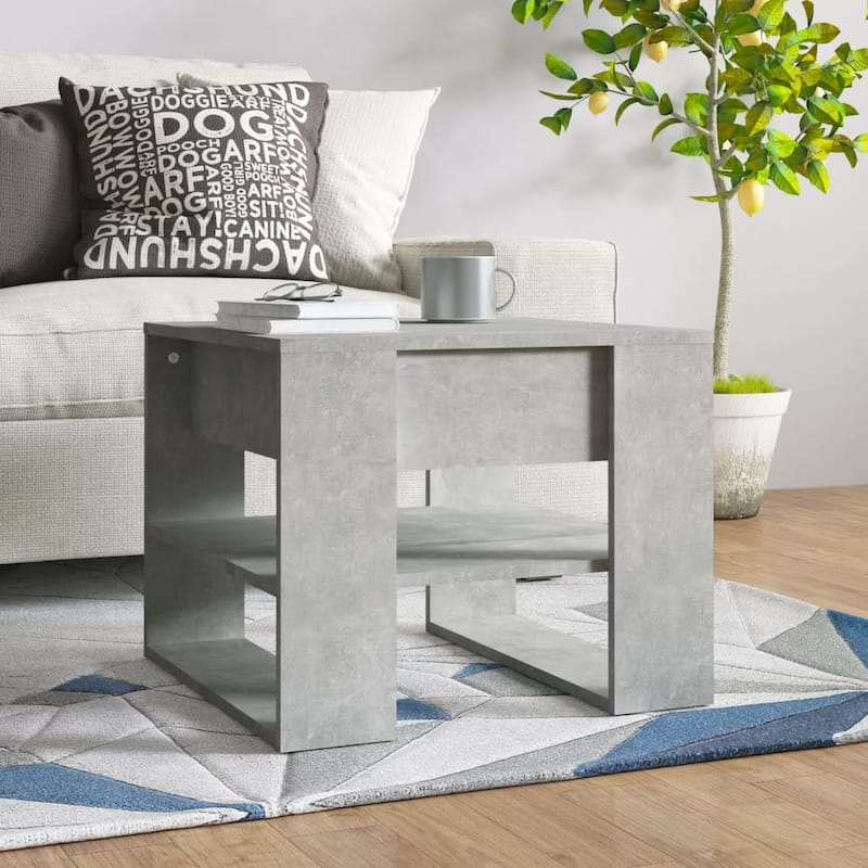 vidaXL Coffee Table End Table Sofa Table Living Room Furniture Engineered Wood - 21.9" x 21.7" x 17.7" - Concrete gray
