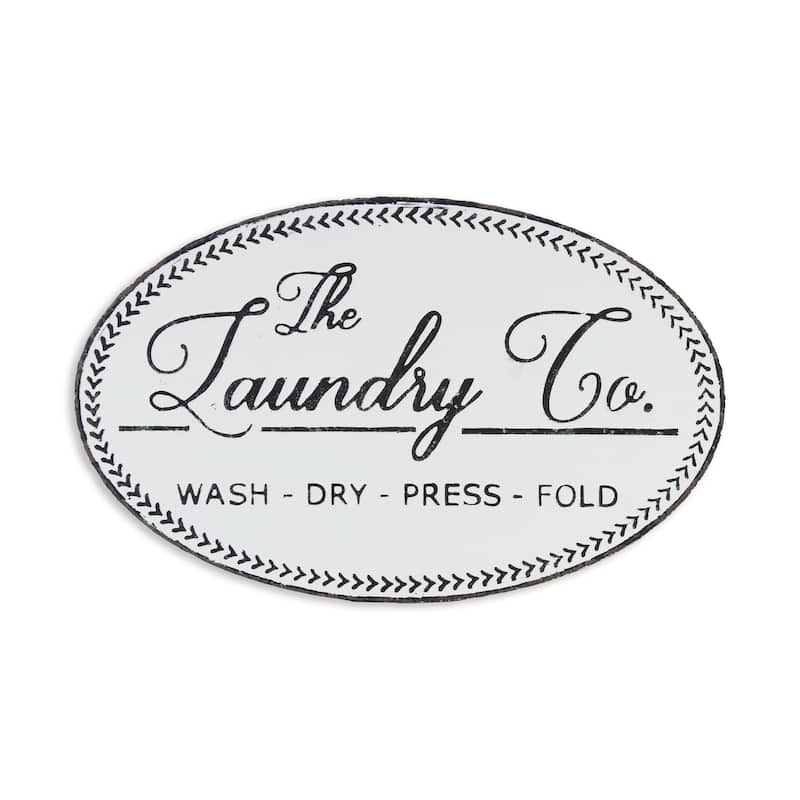 White Metal Rustic Laundry Wall Sign