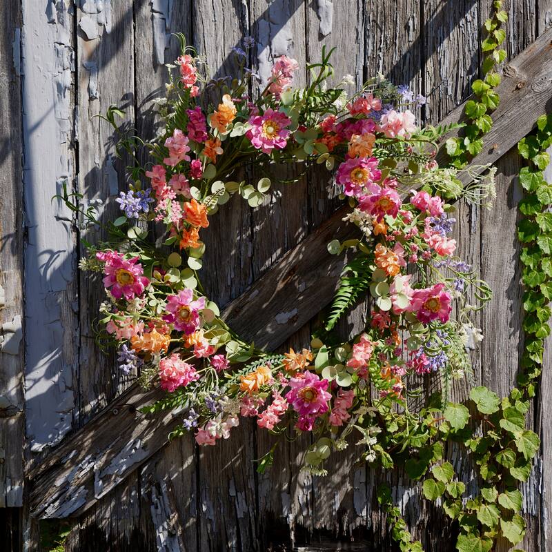 Mixed Floral and Foliage Wreath 20"D