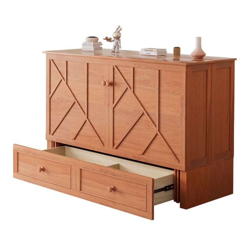 Mixoy Modern Queen Murphy Bed Chest with Foldable Mattress and USB ports