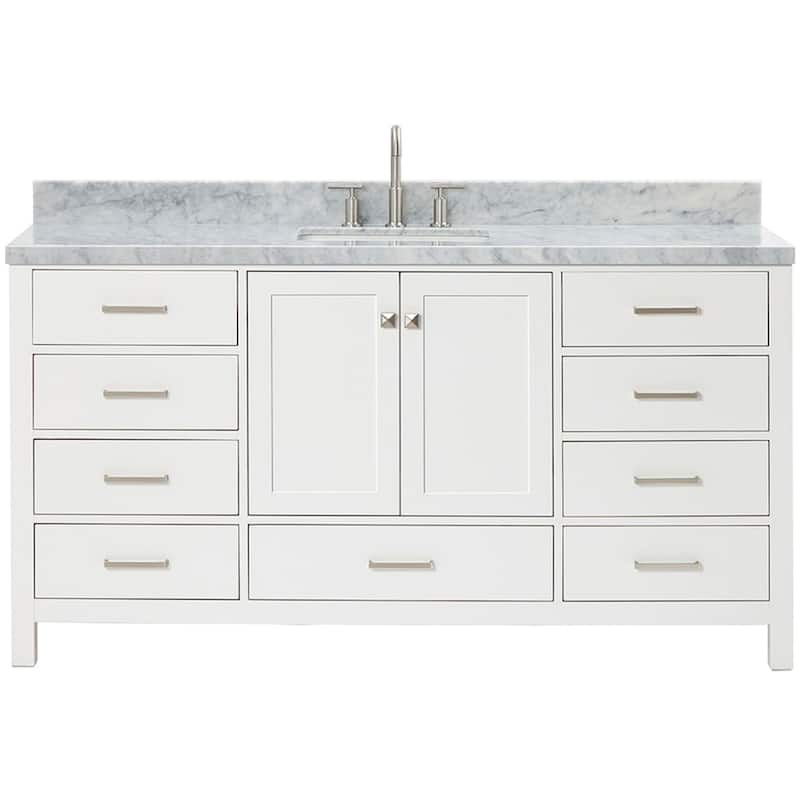 Ariel A067SCWRVO Cambridge 67" Free Standing Single Rectangular Basin - White - Colored