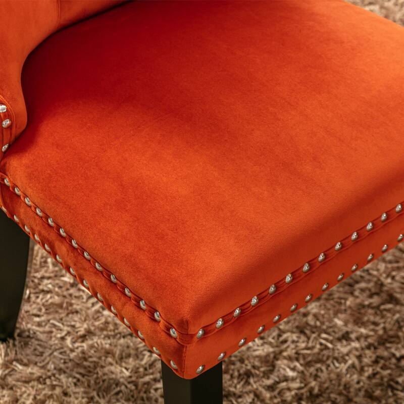 Modern Velvet Upholstered Dining Chair with Wood Legs,Set of 2