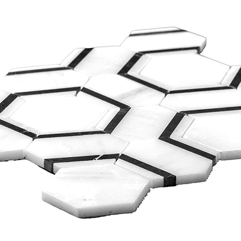 The Tile Life Pelta Orb 13x11 Hexagon Marble Floor, Wall & Backsplash Tile