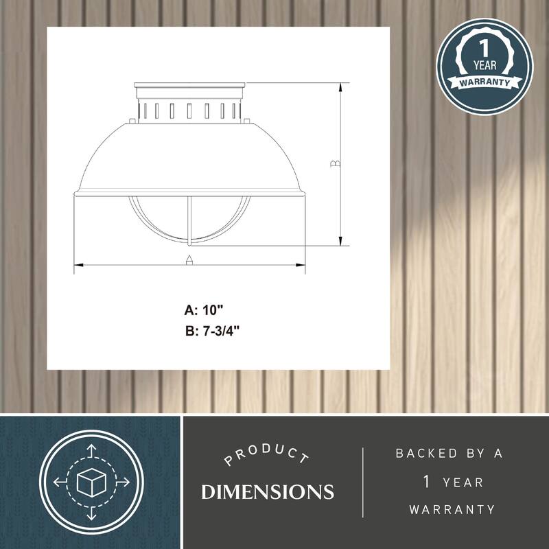 Harwich Bronze Coastal Barn Dome Outdoor Flush Mount Ceiling Light Clear Glass - 10-in W x 7.75-in H x 10-in D