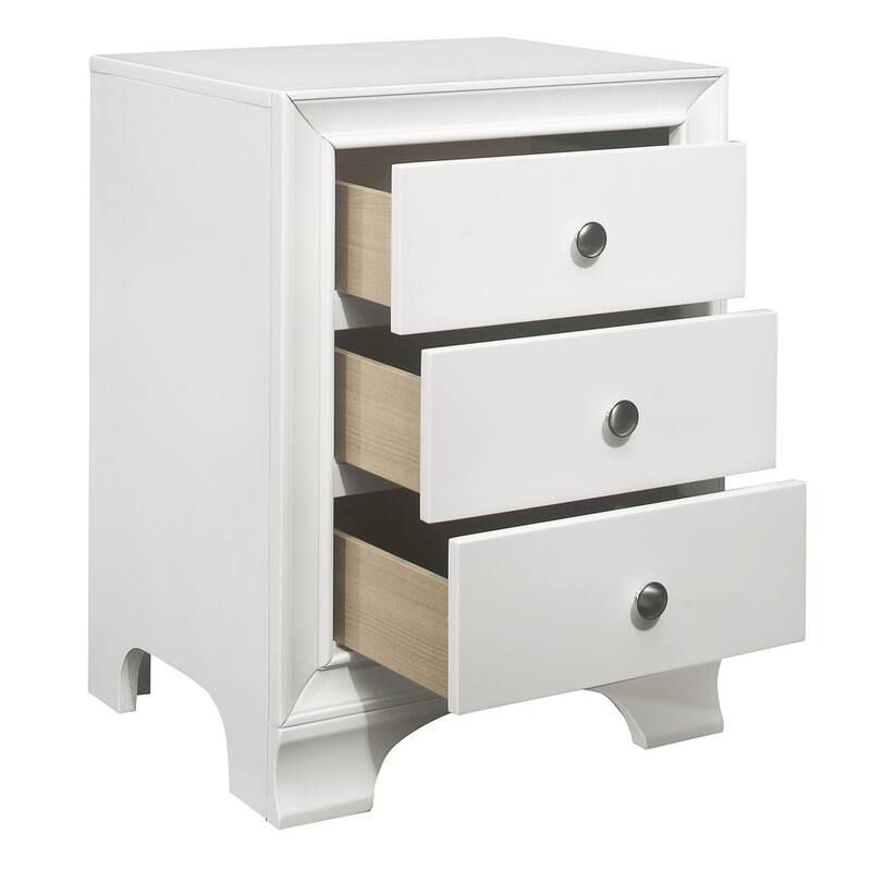 3-Drawers Nightstand with 2 USB Ports 1pc Bedside Table