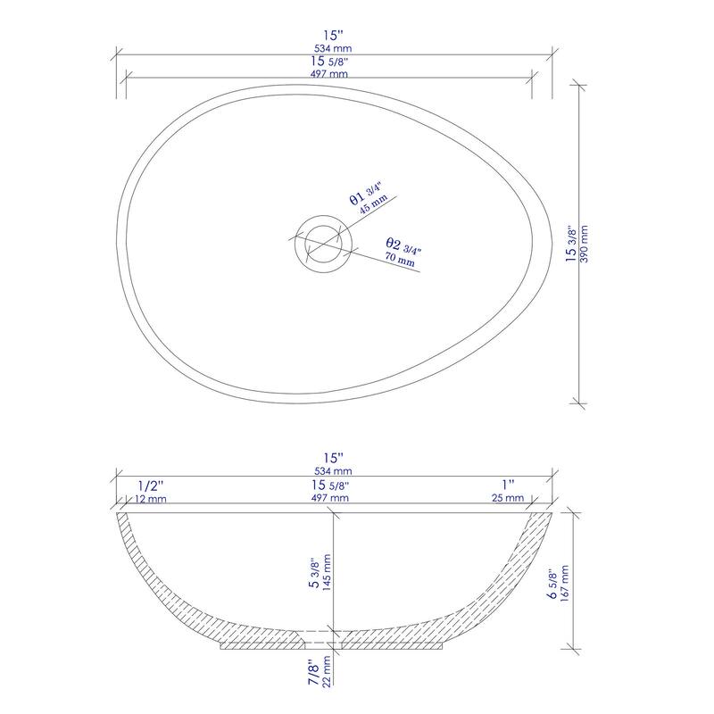 ALFI brand ABCO21O 21" Solid Concrete Tear Drop Above Mount Vessel Sink