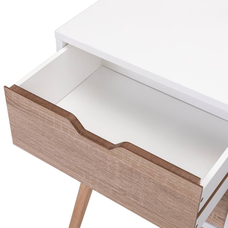 Nightstand With 2 Drawers, Bedside Tables With Solid Wood Legs And Storage, Side Table