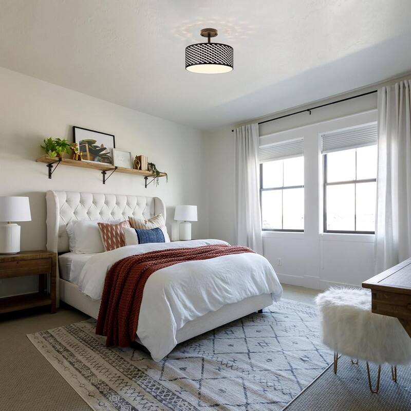 13 Inch light bulb black ceiling light fabric shade, metal shade of lights