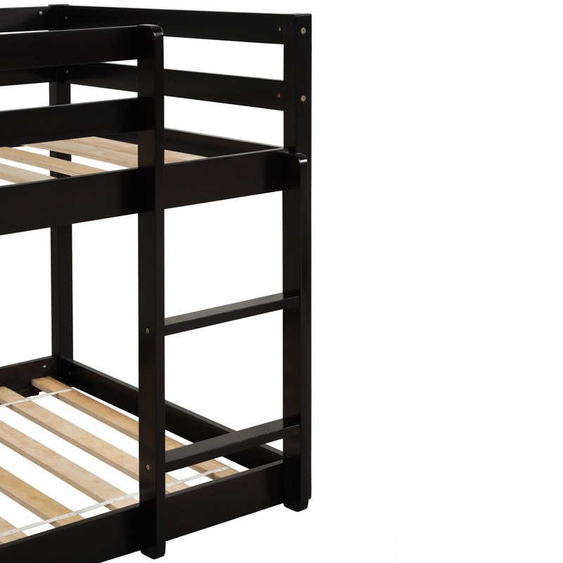 Low Bunk Beds for Kids Twin Over Twin Floor Bunk Bed Solid Wood