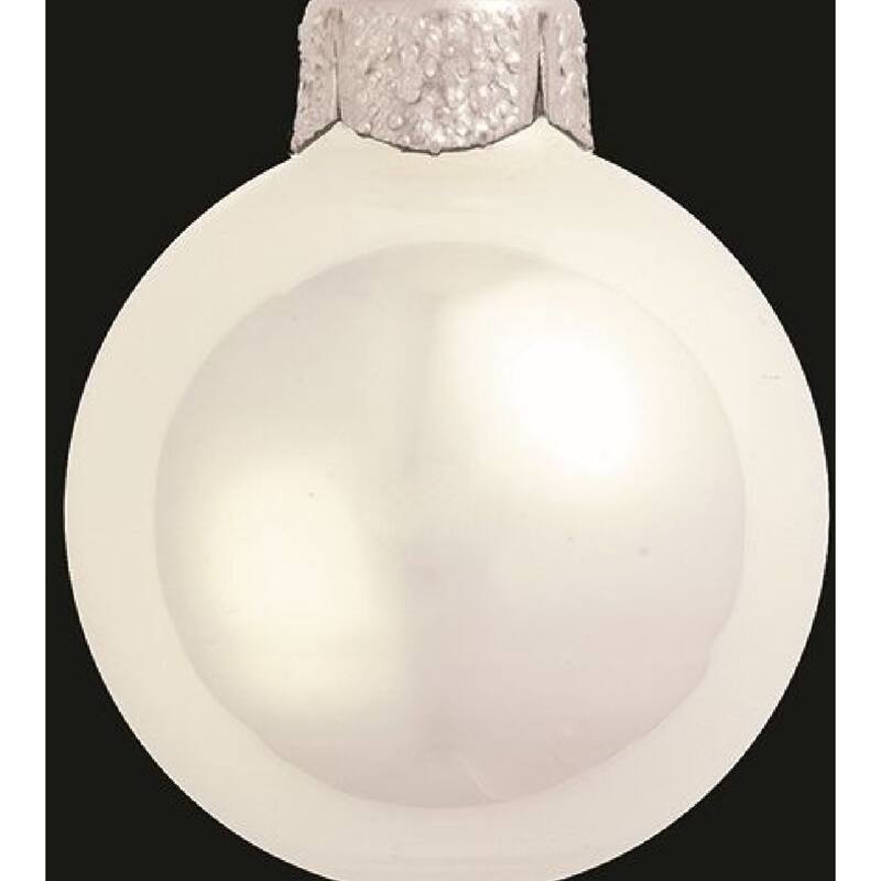 Pearl Finish Glass Christmas Ball Ornaments 4" (100Mm) Polar White 6Ct