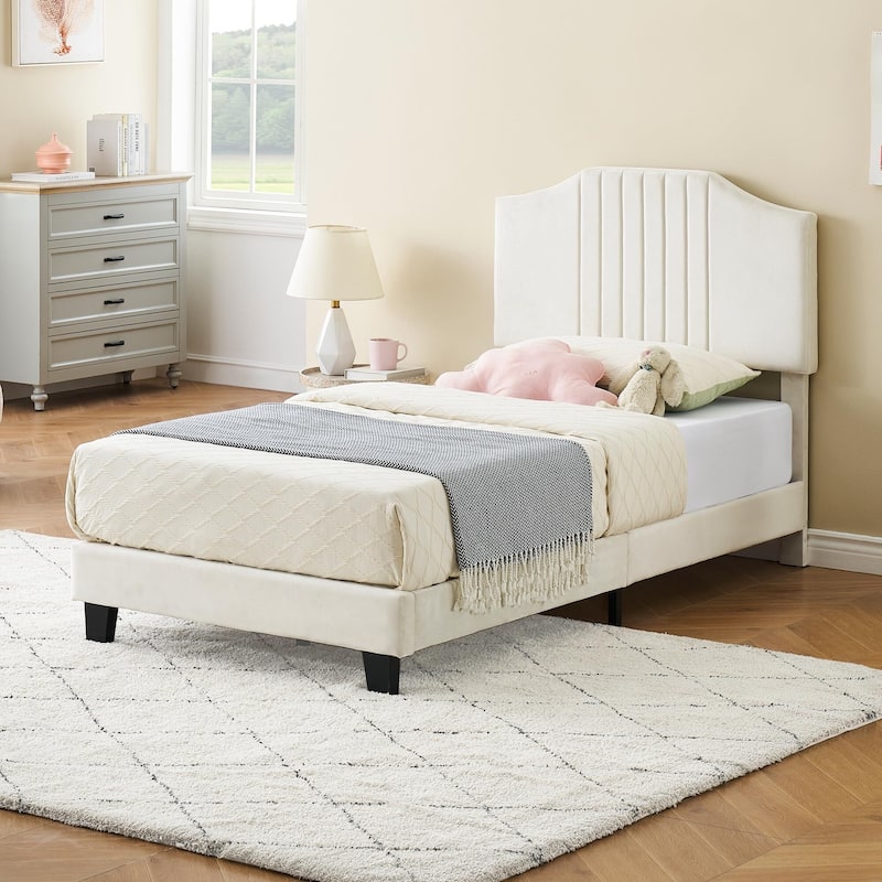 Bed Frame Upholstered Platform with Headboard