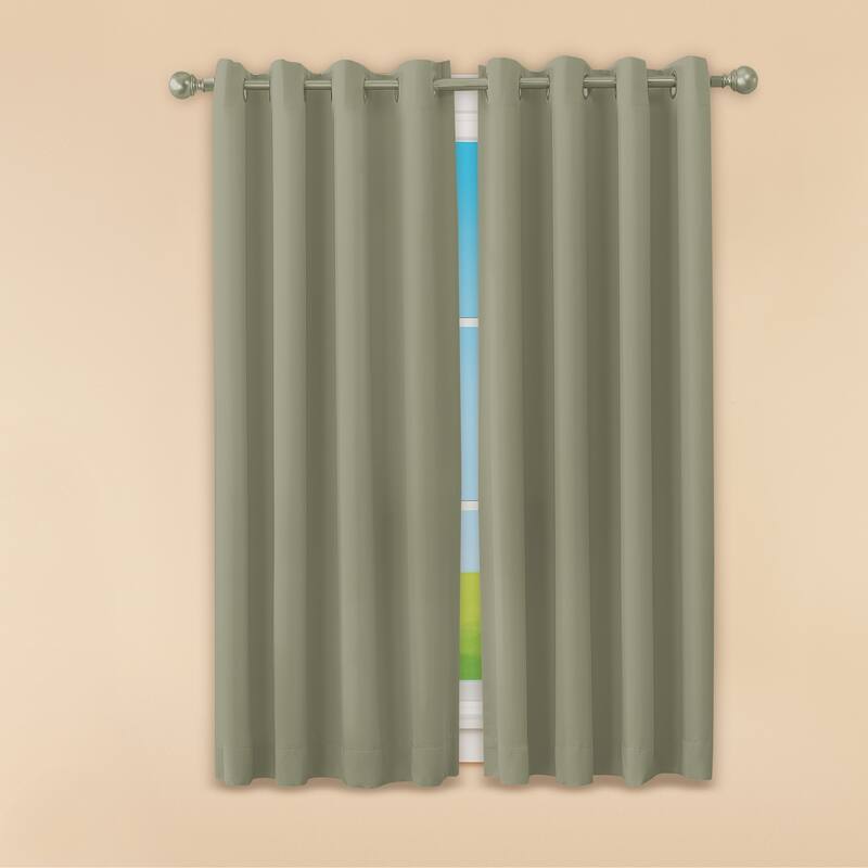 Madison Room Darkening Energy-Saving Curtain Panel - Sage - 54" x 63" - 63 Inches