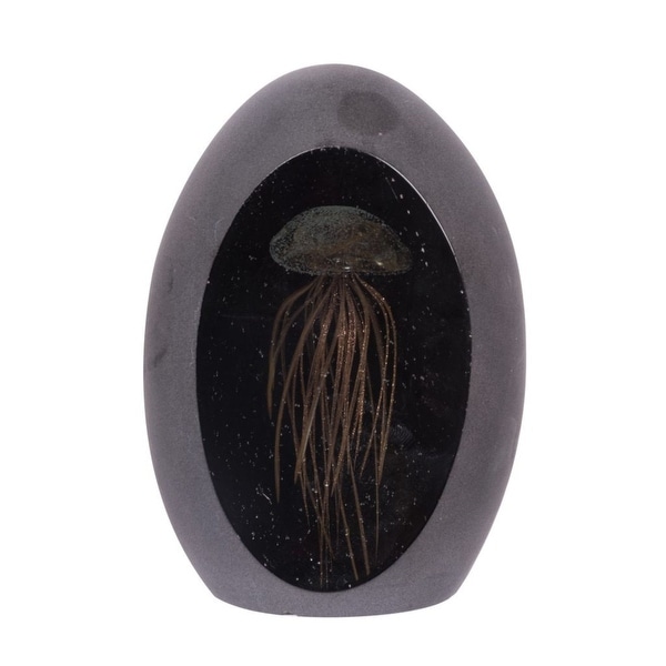 4.75" Gold and Black Jellyfish Glass Egg Accent - N/A