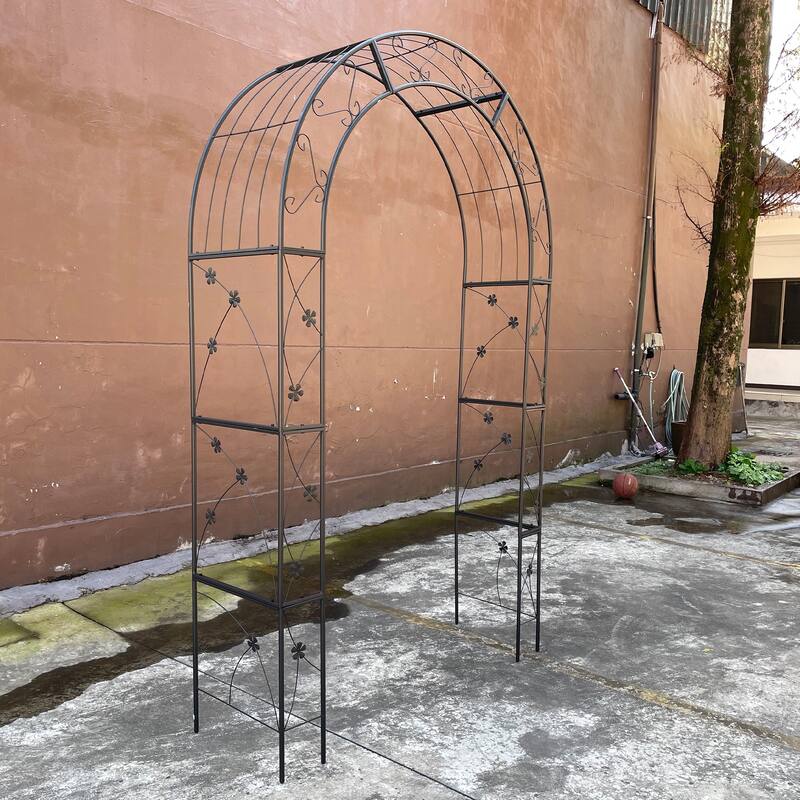 58'' x 19'' Metal Outdoor Garden Arch Trellis Climbing Plants Support