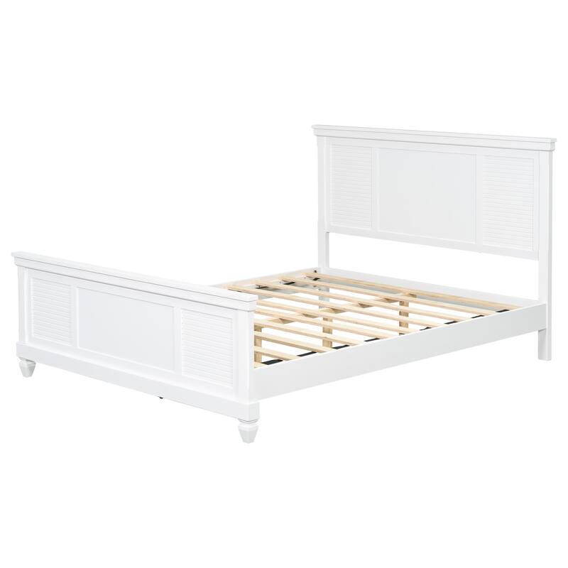 Christopher Knight Home - Elsa Elegant White Solid Wood Platform Bed with Farmhouse Style