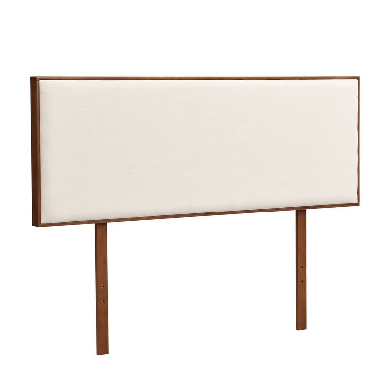 GDFStudio - Solid Dry Bamboo Wood Platform Bed with Upholstered High Wing Headboard