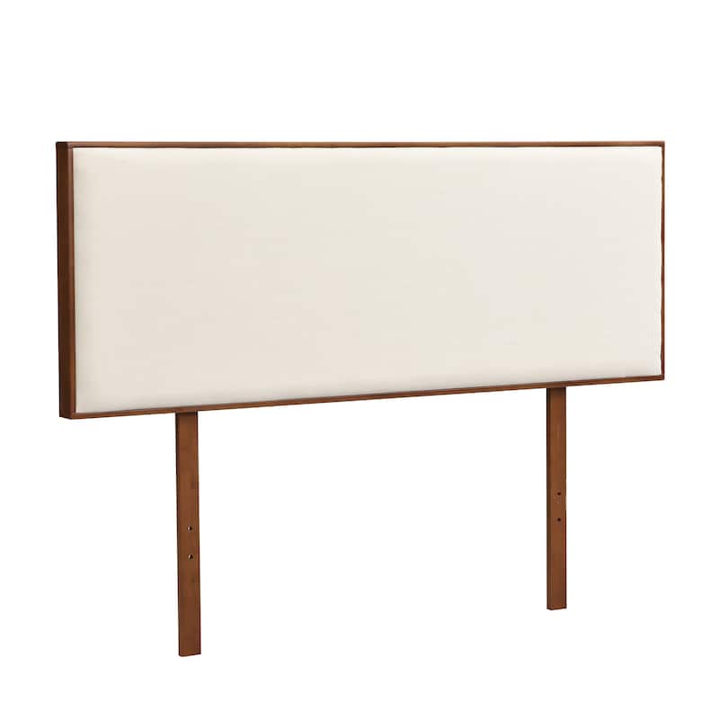 Solid Dry Bamboo Wood Platform Bed with Bamboo Frame, Upholstered Adjustable Headboard, Noise-Free Design, Easy Assembly