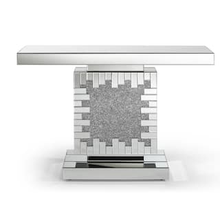 Decor 47.2 in. Silver Rectangle Glass Top Console Table